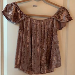Blush Velvet off the shoulder top